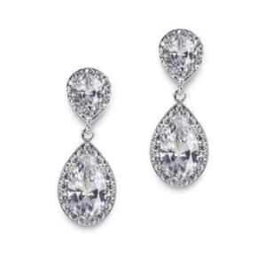 18K Gold Bridal Crystal Teardrop Earrings